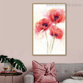 Three Poppies Abstract Floral Framed Painting Photo Canvas Print for Room Wall Drape