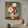 Still Life of Peonies Floral Reproduction Framed Painting Picture Canvas Print for Room Wall Decoration