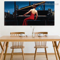 Girl Playing Piano Music Figure Framed Portraiture Photo Canvas Print for Room Wall Garniture