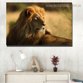 Ferocious Lion Animal Modern Framed Smudge Photo Canvas Print for Room Wall Decoration