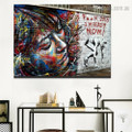 Modern Girl Abstract Graffiti Framed Portraiture Picture Canvas Print for Room Wall Adornment