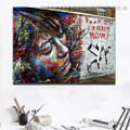 Modern Girl Abstract Graffiti Framed Portraiture Picture Canvas Print for Room Wall Garniture