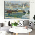 Seine at Asnières Monet Reproduction Framed Painting Picture Canvas Print for Room Wall Decoration