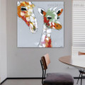 Two Giraffes Abstract Animal Framed Smudge Picture Canvas Print for Room Wall Getup