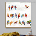 Multicoloured Birdie Abstract Bird Framed Smudge Photo Canvas Print for Room Wall Adornment
