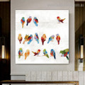 Multicoloured Birdie Abstract Bird Framed Smudge Photo Canvas Print for Room Wall Getup
