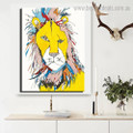 Varicolored Lion Abstract Animal Modern Framed Smudge Image Canvas Print for Room Wall Adornment