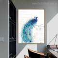 Blue Peacock Abstract Bird Framed Artwork Image Canvas Print for Room Wall Adornment