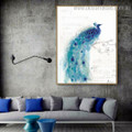 Blue Peacock Abstract Bird Framed Artwork Image Canvas Print for Room Wall Assortment