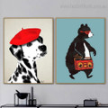 Cool Bear Dog Abstract Animal Framed Painting Pic Canvas Print for Room Wall Assortment