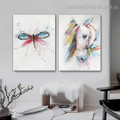 Dragonfly Steed Abstract Animal Framed Artwork Picture Canvas Print for Room Wall Decoration