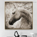 Particolored Steed Visage Abstract Animal Modern Framed Smudge Image Canvas Print for Room Wall Disposition