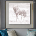 White Horse Abstract Animal Modern Framed Smudge Image Canvas Print for Room Wall Molding