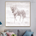 White Horse Abstract Animal Modern Framed Smudge Image Canvas Print for Room Wall Assortment