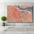 Amsterdam Aerial View City Map Framed Artwork Pic Canvas Print for Room Wall Drape