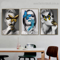 Particolored Painted Ladies Abstract Figure Modern Framed Effigy Portrait Canvas Print for Room Wall Assortment