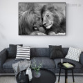 Two Lions Together Animal Modern Framed Artwork Image Canvas Print for Room Wall Decor