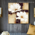 White Blooms Abstract Floral Contemporary Framed Painting Photo Canvas Print for Room Wall Assortment