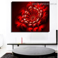 Red Color Flower Abstract Floral Modern Framed Painting Image Canvas Print for Room Wall Adornment