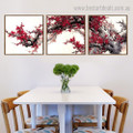 Red Plum Blossoms Floral Contemporary Framed Effigy Photo Canvas Print for Room Wall Garnish