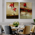 Red Flower Gussets Abstract Modern Framed Artwork Image Canvas Print for Room Wall Garnish