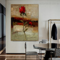 Rose Bud Abstract Floral Modern Framed Painting Image Canvas Print for Room Wall Finery