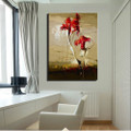 Red Blossoms Abstract Floral Modern Framed Painting Portrait Canvas Print for Room Wall Drape