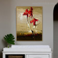 Red Blossoms Abstract Floral Modern Framed Painting Portrait Canvas Print for Room Wall Tracery