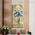 White Blooms Urn Botanical Framed Smudge Picture Canvas Print for Room Wall Assortment
