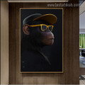 Cool Monkey Animal Funny Modern Framed Smudge Portrait Canvas Print for Room Wall Decor