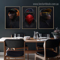 Funny Chimpanzee Animal Framed Smudge Portrait Canvas Print for Room Wall Molding