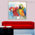 Colorific Macaws Abstract Bird Watercolor Framed Painting Photograph Canvas Print for Room Wall Decoration