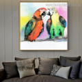 Two Parrots Abstract Bird Watercolor Framed Painting Image Canvas Print for Room Wall Molding