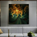 Fractal Bloom Abstract Floral Modern Framed Scheme Portrait Canvas Print for Room Wall Decor