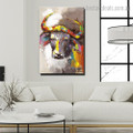 Colorful Buffalo Abstract Animal Modern Framed Painting Portrait Canvas Print for Room Wall Ornament