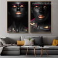African Lass Figure Modern Framed Painting Picture Canvas Print for Room Wall Disposition