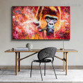 Cigar Smoking Gorilla Abstract Animal Modern Framed Smudge Portrait Canvas Print for Room Wall Onlay