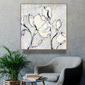 Blooms and Bud Abstract Floral Watercolor Framed Smudge Picture Canvas Print for Room Wall Flourish