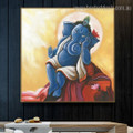 Lord Siddhivinayak Religious Modern Framed Effigy Portrait Canvas Print for Room Wall Flourish