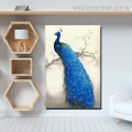Blue Peafowl Bird Modern Framed Artwork Portrait Canvas Print for Room Wall Decoration