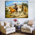 Multicolored Horse Animal Nature Impressionist Framed Smudge Image Canvas Print for Room Wall Decor