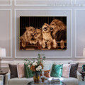 Lion Couple Animal Modern Framed Painting Photo Canvas Print for Room Wall Adornment