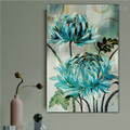 Turquoise Chrysanthemum Abstract Botanical Nordic Framed Effigy Portrait Canvas Print for Room Wall Garniture