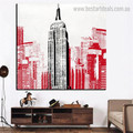 Empire Building Abstract City Framed Effigy Photo Canvas Print for Room Wall Tracery