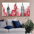 Empire and Chrysler Abstract City Framed Effigy Photo Canvas Print for Room Wall Outfit
