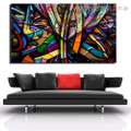 Multicolored Lines Abstract Modern Framed Smudge Picture Canvas Print for Room Wall Adornment