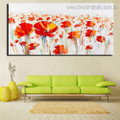 Red Poppies Botanical Framed Smudge Photo Canvas Print for Room Wall Decor