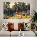 Pine Forest Nature Reproduction Framed Painting Picture Canvas Print for Room Wall Adornment