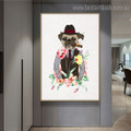 Gangster Pug Animal Illustration Modern Framed Painting Portrait Canvas Print for Room Wall Decoration
