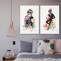 Stylish Dogs Animal Modern Framed Painting Photo Canvas Print for Room Wall Decoration